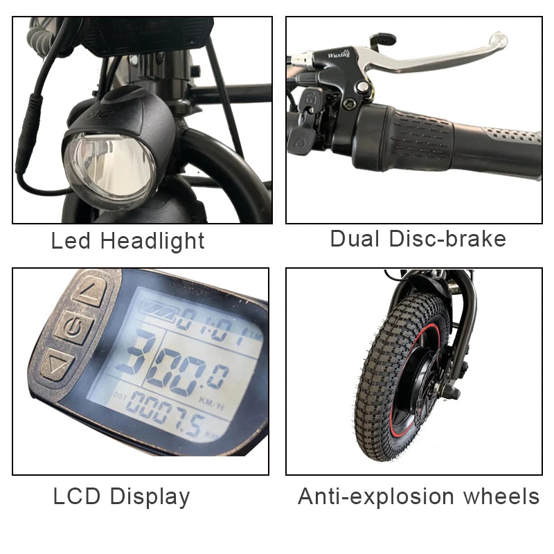 Elesmart Kit de conversión de tractor de motocicleta eléctrica de 12 pulgadas 36V 250/350/500W Accesorio para silla de ruedas para ayuda para discapacitados