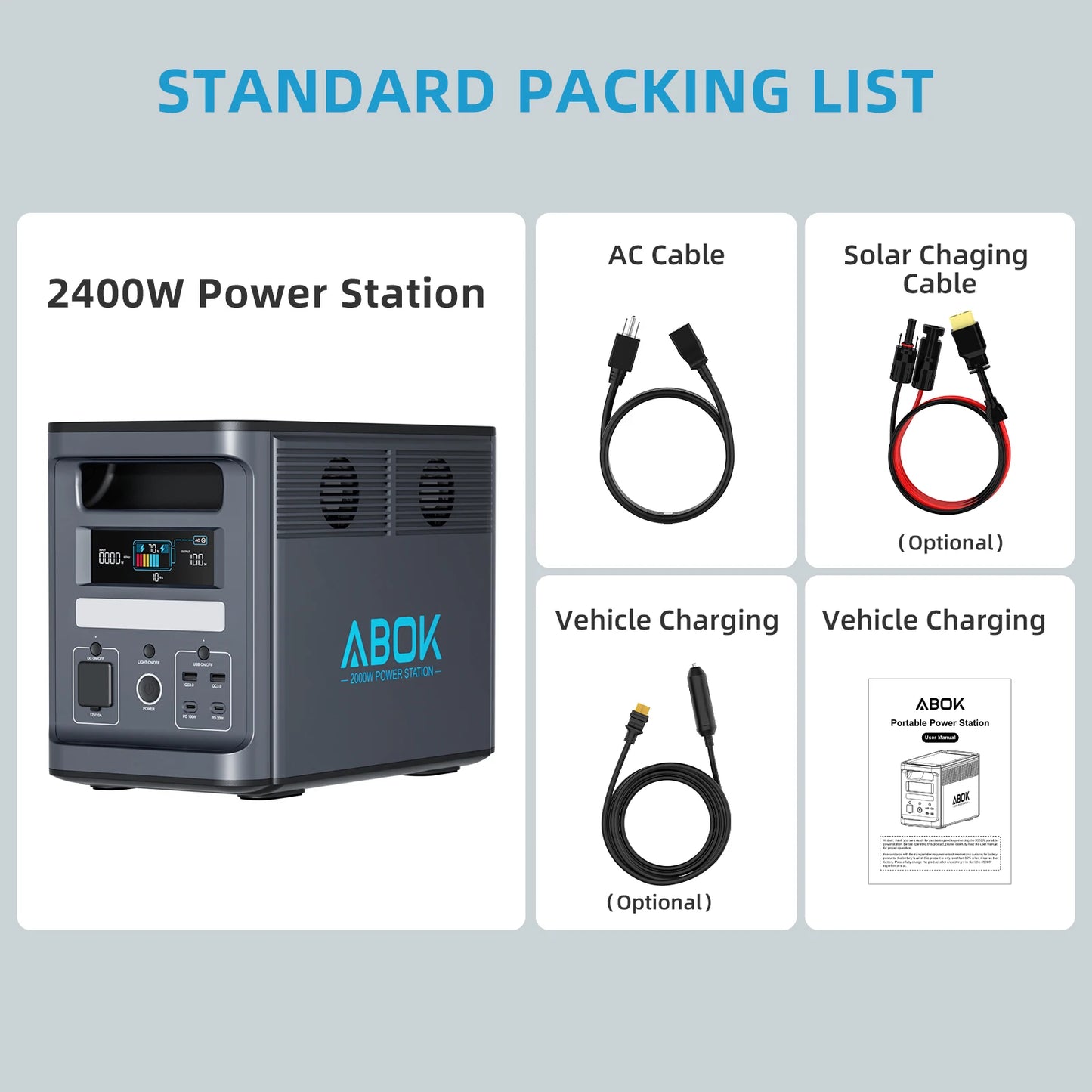ABOK Ark2000 Estación de energía portátil 2000W 1536Wh LiFePO4 Batería Generador solar Banco de energía Carga rápida para el hogar, RV, Camping