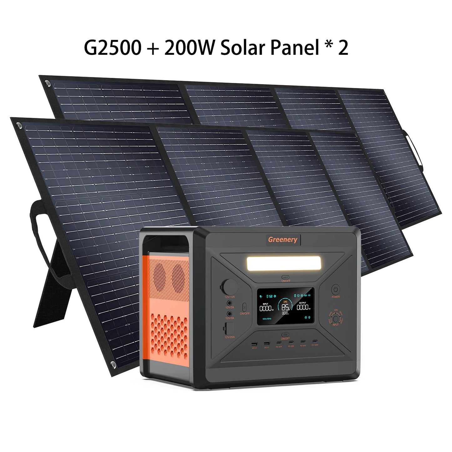 Greeny G2500 Estación de energía portátil Batería LiFePO4 de 2304 WH con 2500 W (pico de 4800 W) Generador solar de salida de CA para emergencias en el hogar