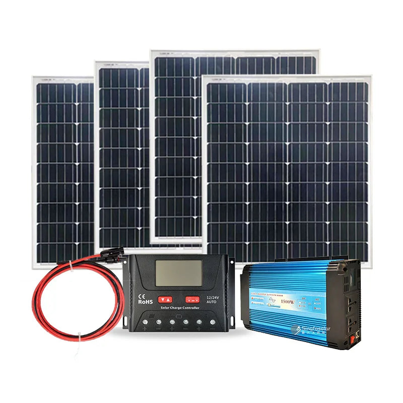 Kit de panel solar completo 300w 500W 1000w 1500W 2000W 220v inversor de onda sinusoidal pura con controlador autocaravana caravana coche Camping