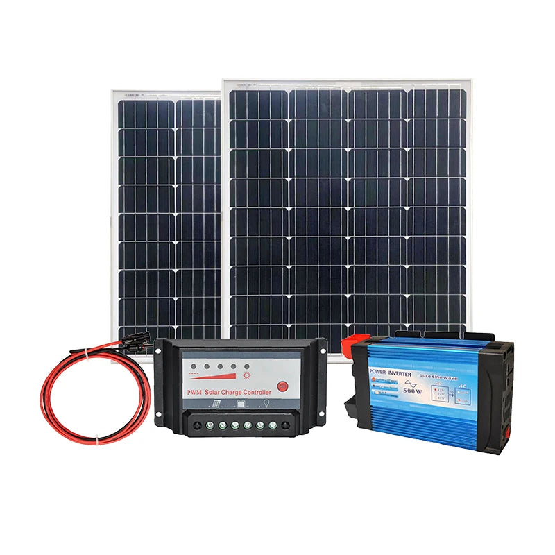 Kit de panel solar completo 300w 500W 1000w 1500W 2000W 220v inversor de onda sinusoidal pura con controlador autocaravana caravana coche Camping