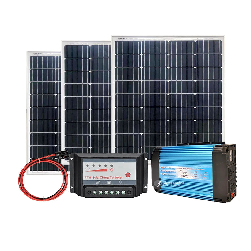 Kit de panel solar completo 300w 500W 1000w 1500W 2000W 220v inversor de onda sinusoidal pura con controlador autocaravana caravana coche Camping