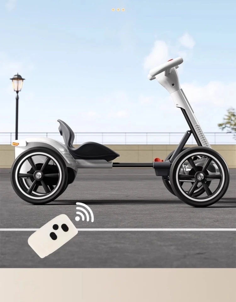 Coche eléctrico para niños, kart RC de 4 ruedas con control remoto, vehículo de juguete con batería recargable