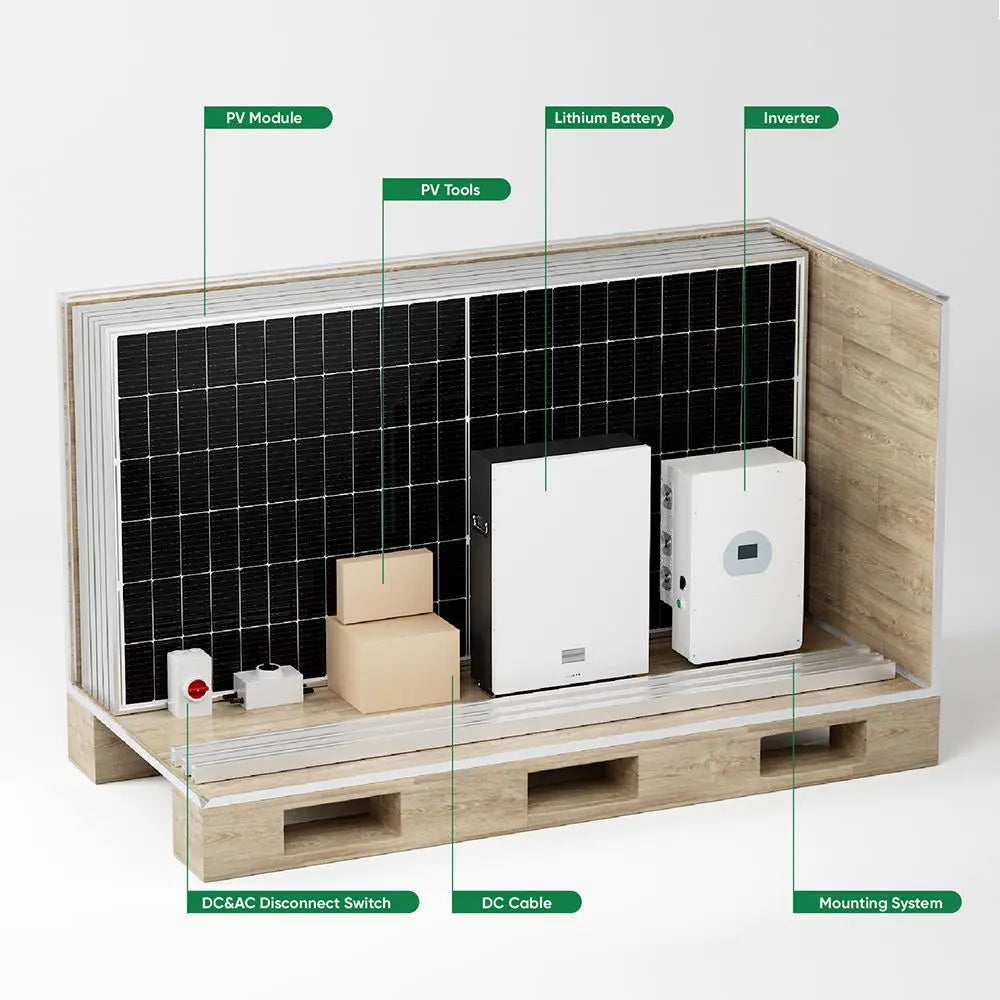 Residential Complete Hybrid Off Grid Solar Power System 5000w 5kw 10kw 20kw Solar Panel Energy System Cost for Home