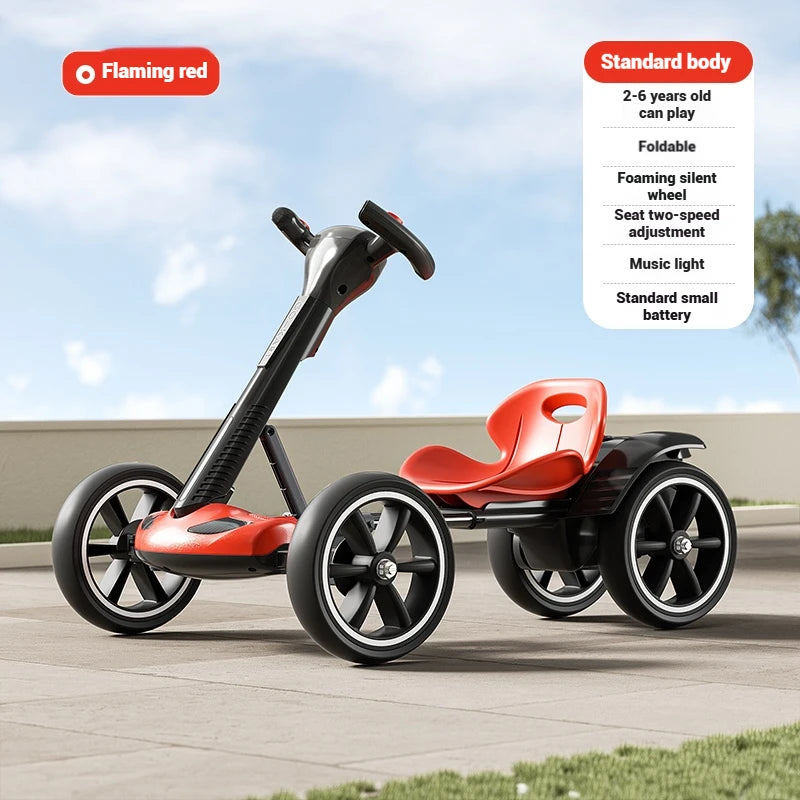 Coche eléctrico para niños, kart RC de 4 ruedas con control remoto, vehículo de juguete con batería recargable