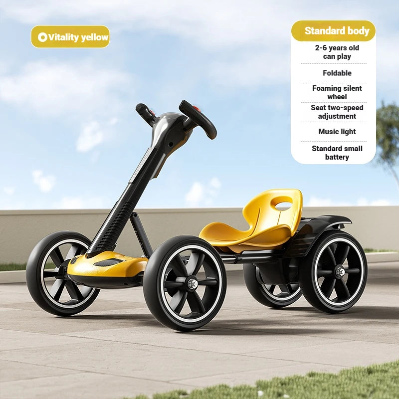 Coche eléctrico para niños, kart RC de 4 ruedas con control remoto, vehículo de juguete con batería recargable