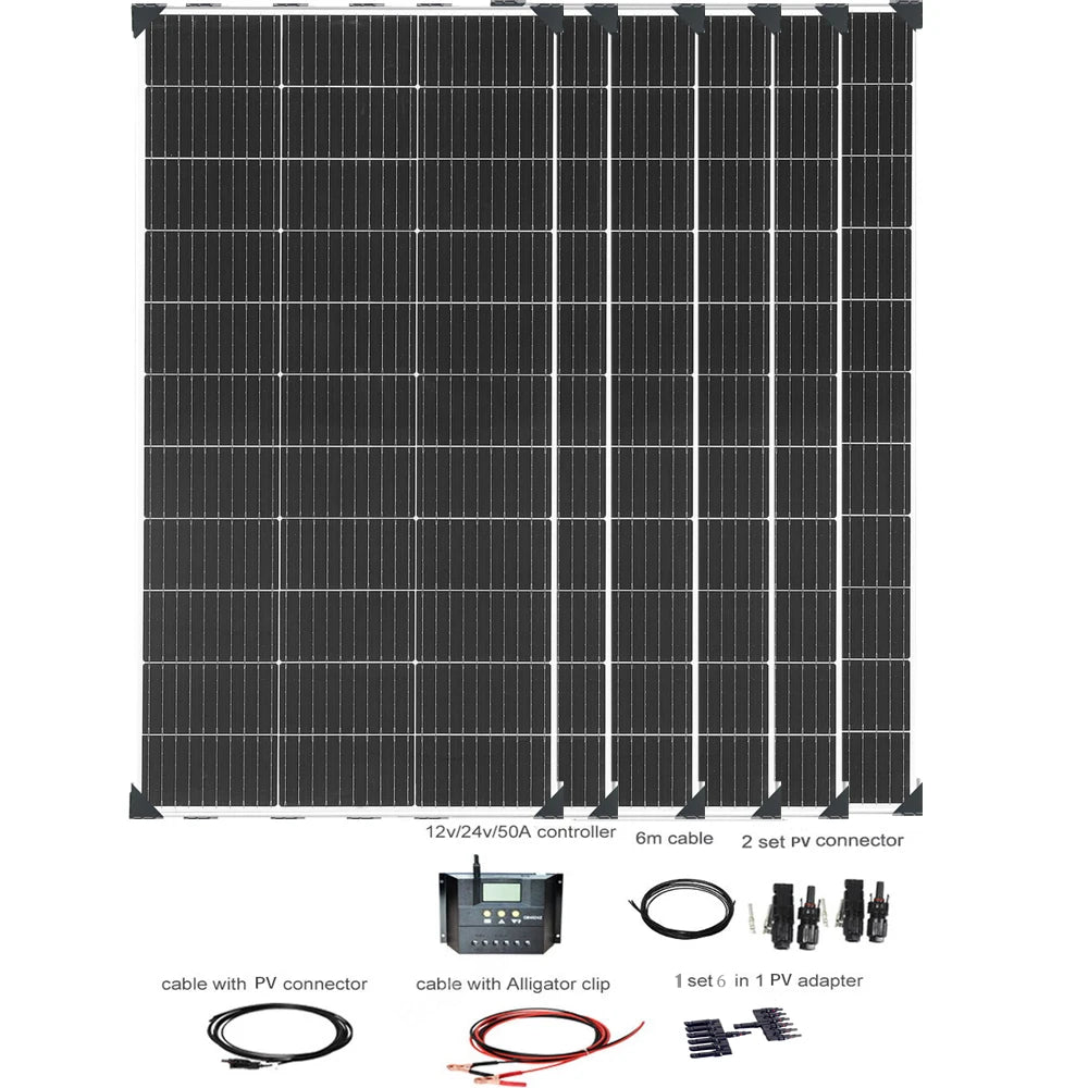 Cargador de batería de panel solar de 12 V 120 W |   240W |   360W |   480W |   600W |   720W |   1200W |   kit de panel solar Carga Camping RV Barco casa