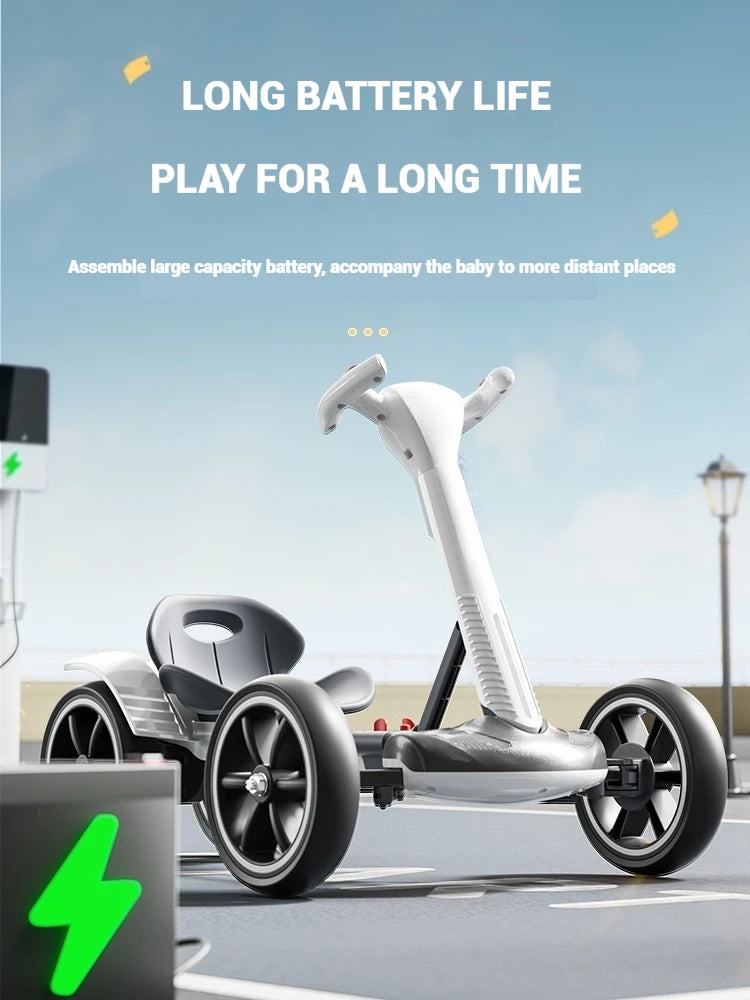Coche eléctrico para niños, kart RC de 4 ruedas con control remoto, vehículo de juguete con batería recargable