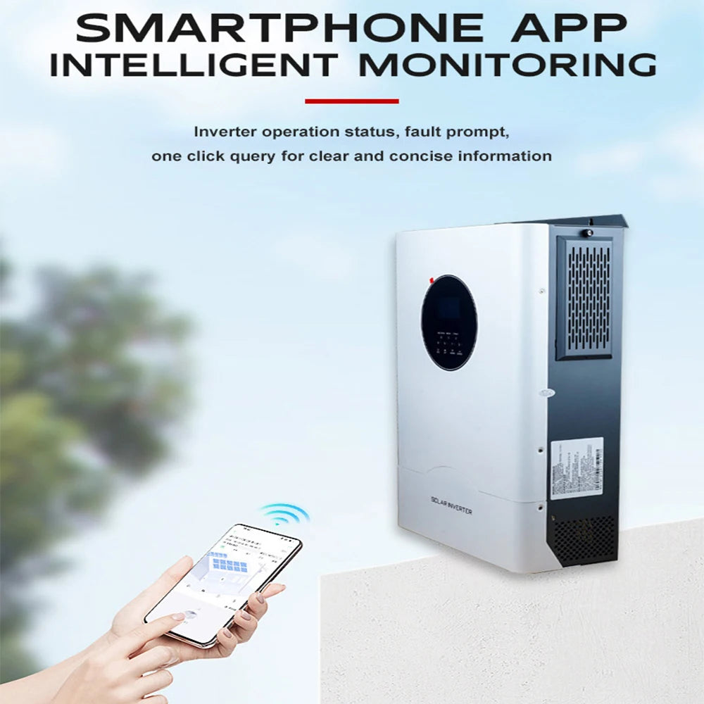 Inversor Solar híbrido inteligente LCD onda sinusoidal pura 3KW 5KW 6KW 10KW 220V controlador Solar MPPT para batería hogar sistema de conexión fuera de la red