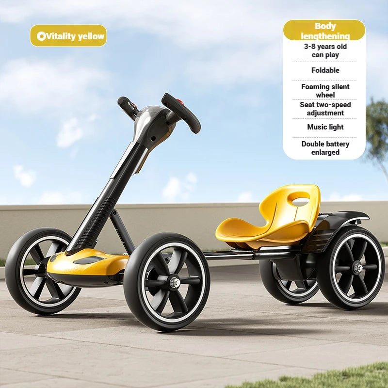 Coche eléctrico para niños, kart RC de 4 ruedas con control remoto, vehículo de juguete con batería recargable
