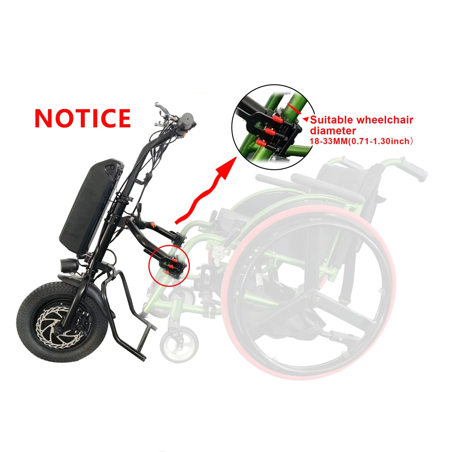 Elesmart Kit de conversión de tractor de motocicleta eléctrica de 12 pulgadas 36V 250/350/500W Accesorio para silla de ruedas para ayuda para discapacitados