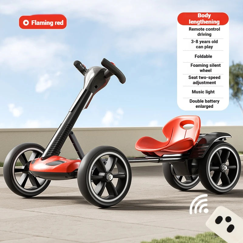 Coche eléctrico para niños, kart RC de 4 ruedas con control remoto, vehículo de juguete con batería recargable