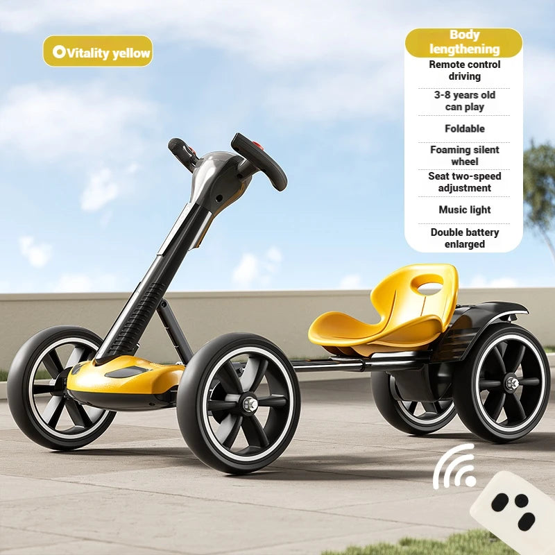 Coche eléctrico para niños, kart RC de 4 ruedas con control remoto, vehículo de juguete con batería recargable