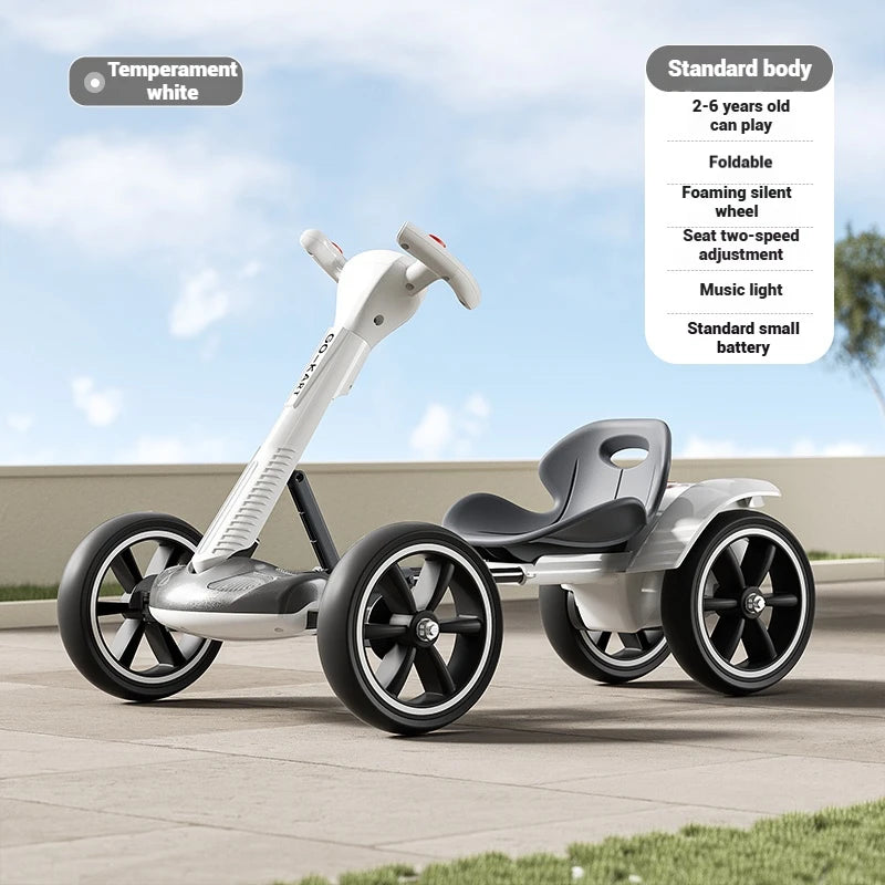 Coche eléctrico para niños, kart RC de 4 ruedas con control remoto, vehículo de juguete con batería recargable