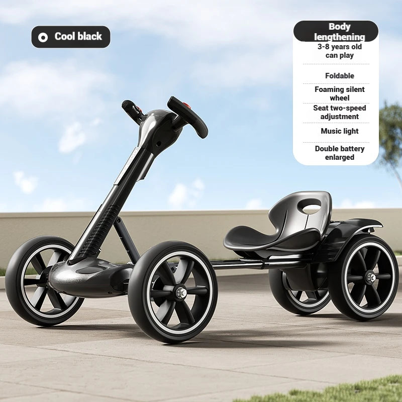 Coche eléctrico para niños, kart RC de 4 ruedas con control remoto, vehículo de juguete con batería recargable