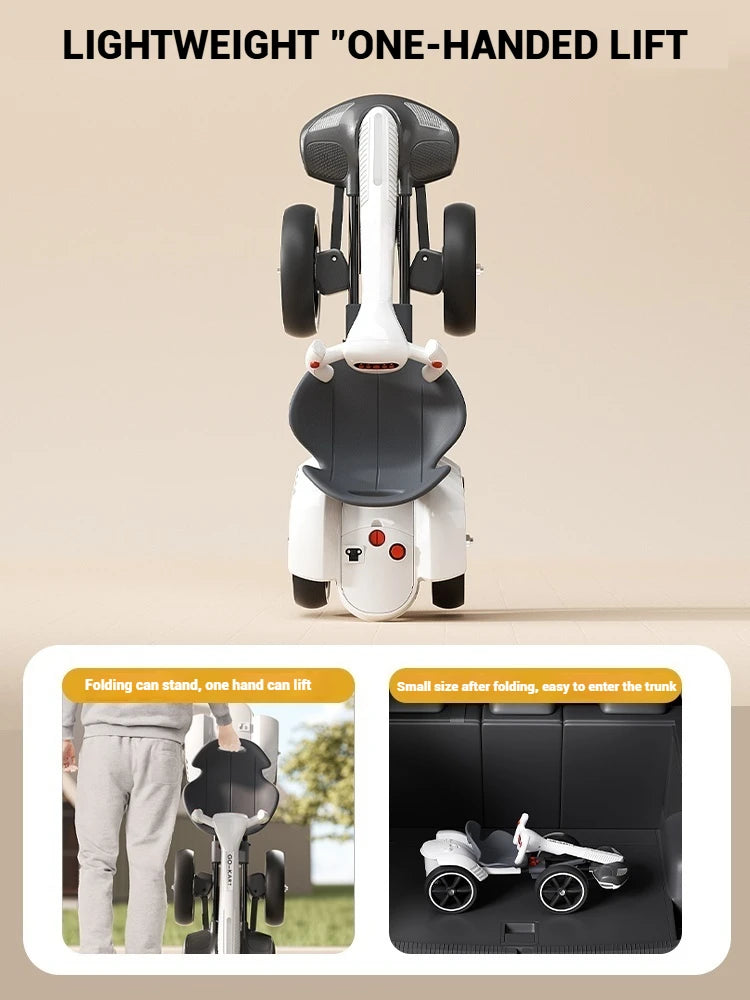 Coche eléctrico para niños, kart RC de 4 ruedas con control remoto, vehículo de juguete con batería recargable