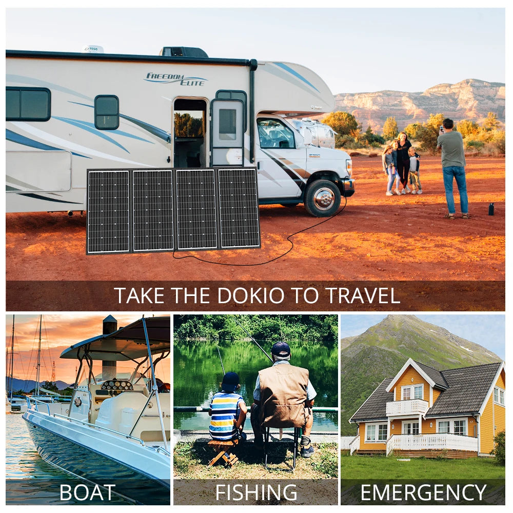 Panel Solar portátil DOKIO de 36V y 200W, paneles plegables de 300W con controlador de 10A de 24V para viajes, teléfono y barco, Kit de sistema Solar
