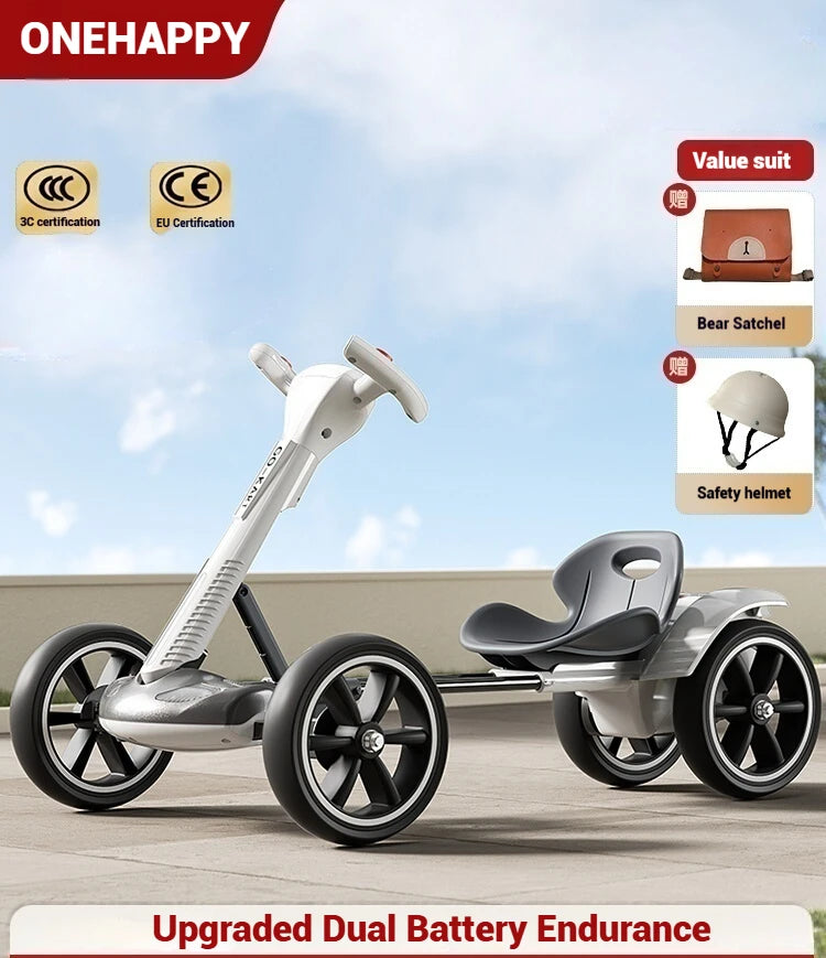 Coche eléctrico para niños, kart RC de 4 ruedas con control remoto, vehículo de juguete con batería recargable