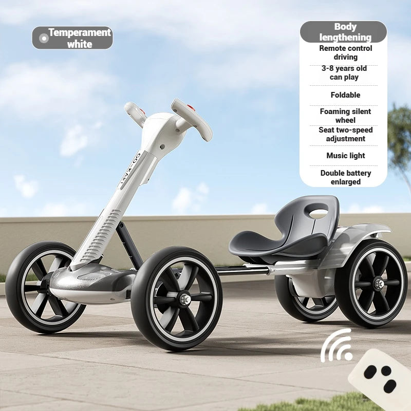 Coche eléctrico para niños, kart RC de 4 ruedas con control remoto, vehículo de juguete con batería recargable