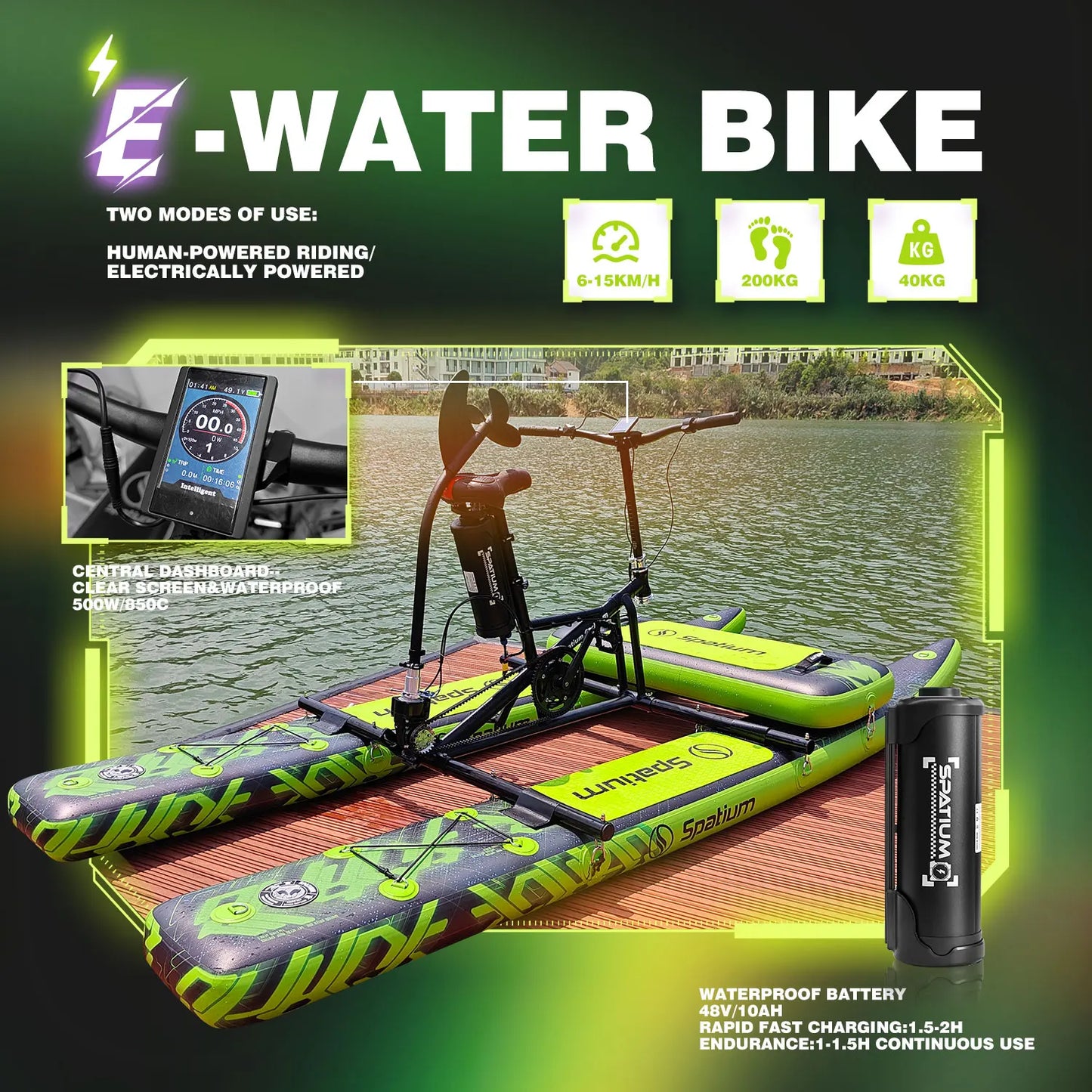 Colección de ponteros, bicicleta de agua eléctrica inflable, barcos con pedales, bicicleta a la venta
