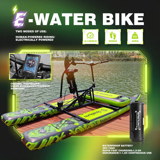 Colección de ponteros, bicicleta de agua eléctrica inflable, barcos con pedales, bicicleta a la venta