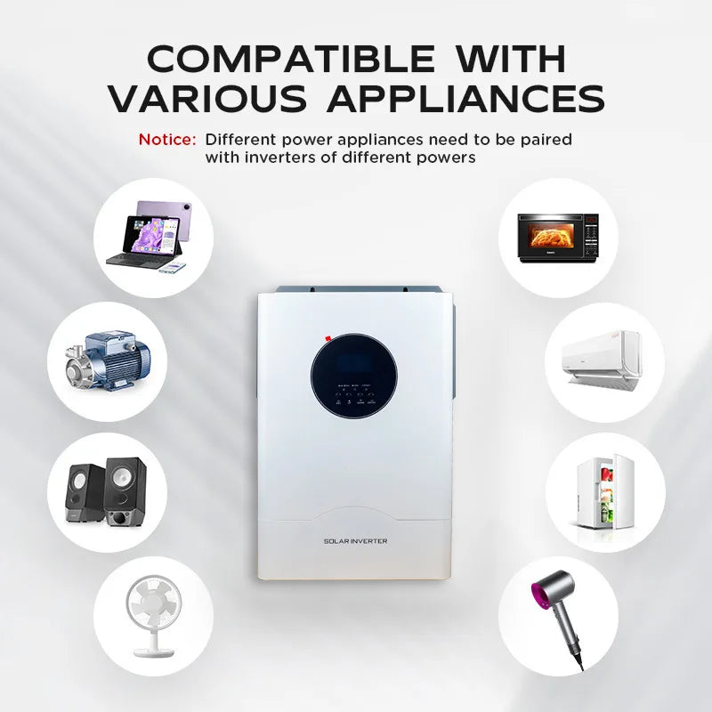 Inversor Solar híbrido inteligente LCD onda sinusoidal pura 3KW 5KW 6KW 10KW 220V controlador Solar MPPT para batería hogar sistema de conexión fuera de la red