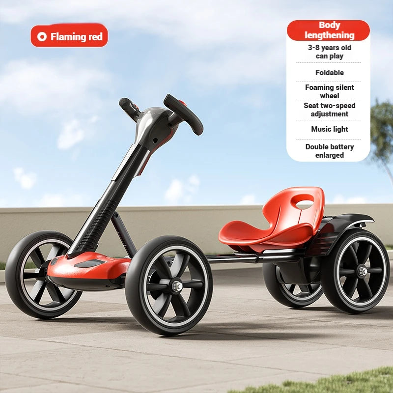 Coche eléctrico para niños, kart RC de 4 ruedas con control remoto, vehículo de juguete con batería recargable