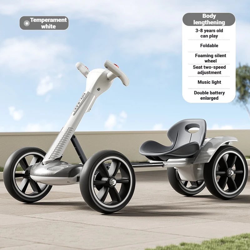 Coche eléctrico para niños, kart RC de 4 ruedas con control remoto, vehículo de juguete con batería recargable