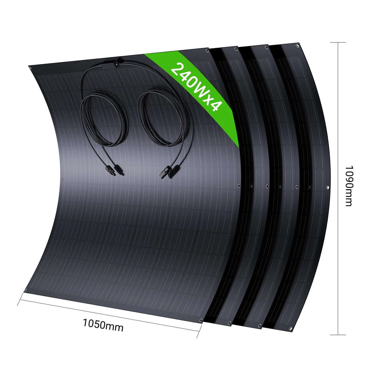 ¡NUEVO! Kit de panel solar flexible de 480 W / 960 W (2 × 240 W / 4 × 240 W), superficie ETF monocristalina, resistente al IP67, sistema de balcón para reloj
