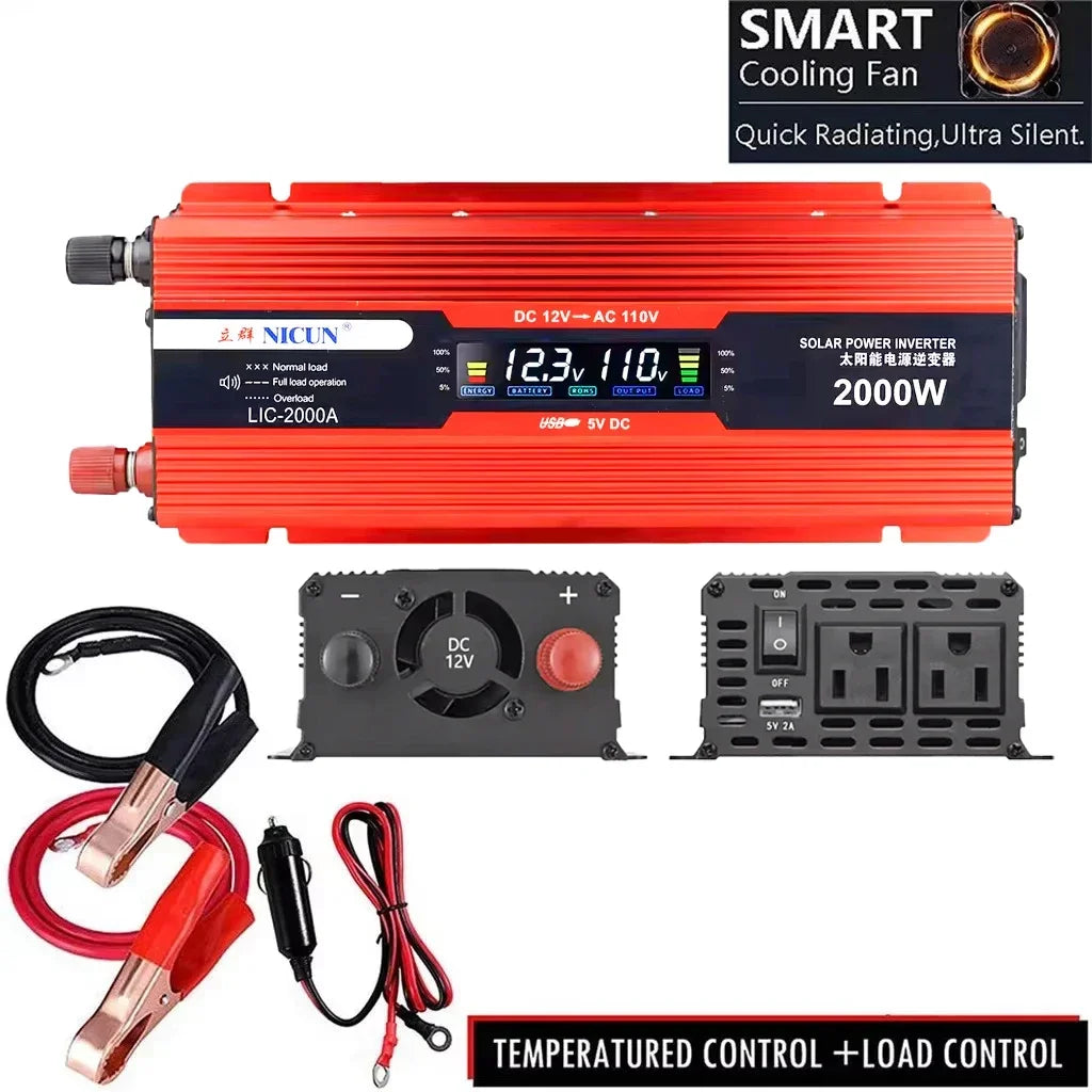 Kit completo de energía Solar fuera de la red de 2000W, controlador de 100A, inversor de 110V 220V y batería LiFePO4 de 10AH y 30AH para el hogar/RV/Camping