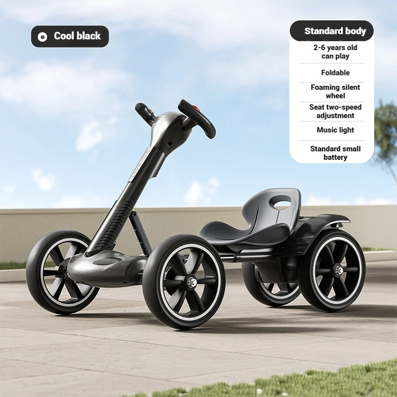 Coche eléctrico para niños, kart RC de 4 ruedas con control remoto, vehículo de juguete con batería recargable