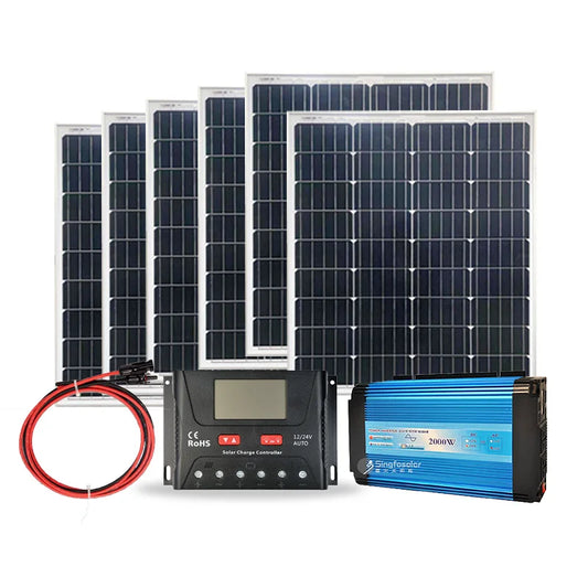 Kit de panel solar completo 300w 500W 1000w 1500W 2000W 220v inversor de onda sinusoidal pura con controlador autocaravana caravana coche Camping