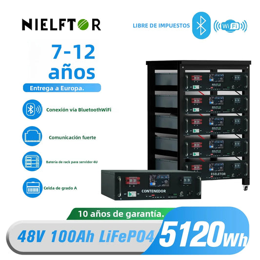 Batería de litio LiFePO4 de 48V, 100Ah, 120Ah, 200Ah, 300Ah, 600Ah, células de grado A, más de 6000 ciclos, batería de 51,2 V para Solar PL, Stock de la UE