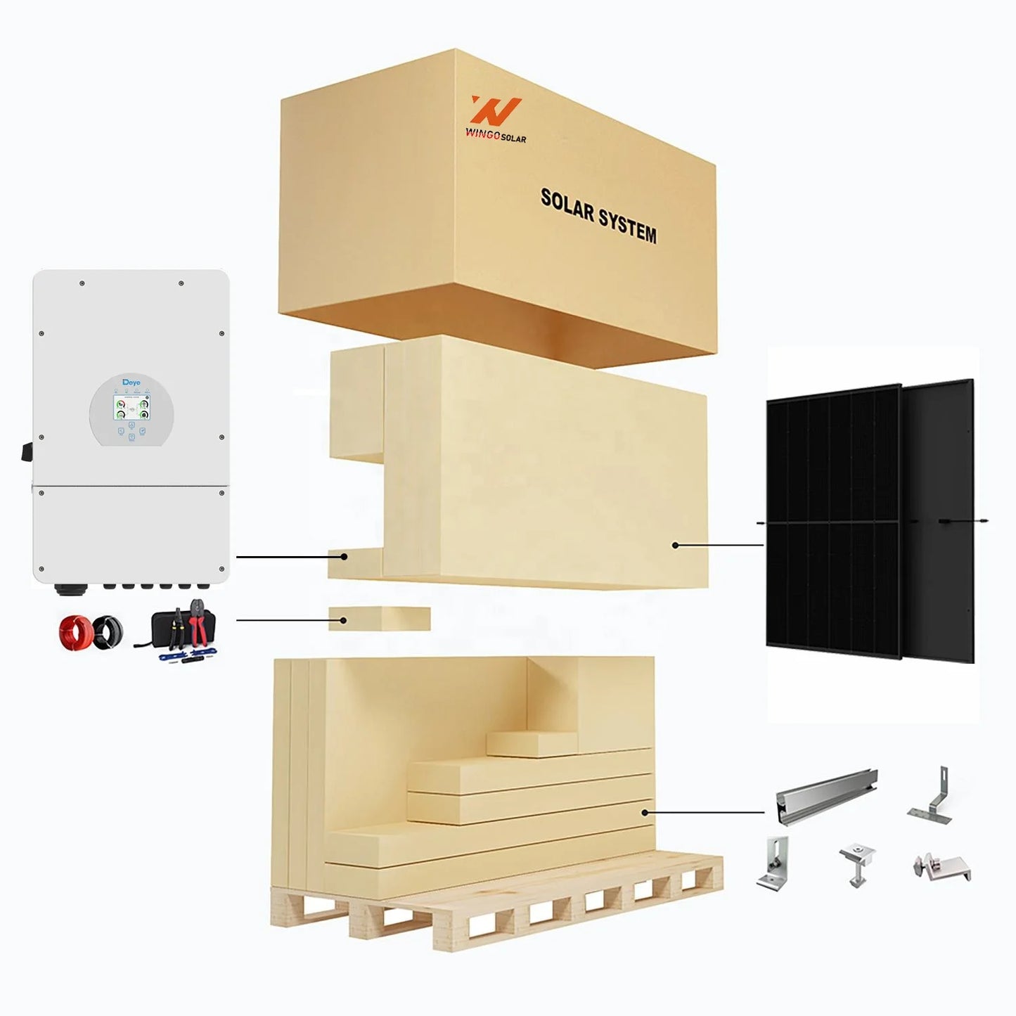 Deye Hybrid Trifásico Inversor Sistema completo de paneles solares 8Kw 10Kw 12kw 15kw Sistema de almacenamiento de energía híbrida con batería