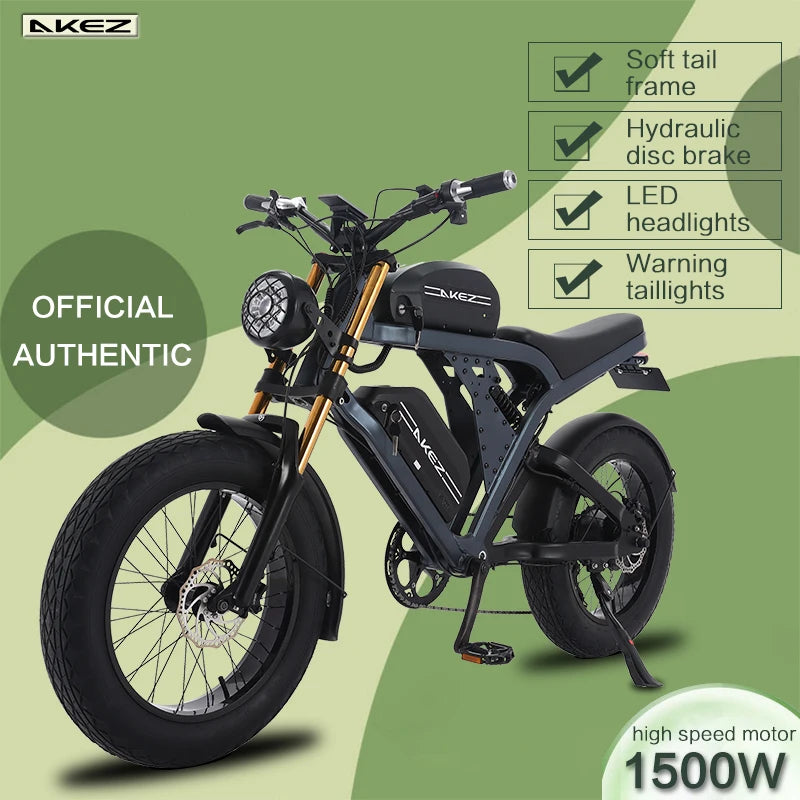 Bicicleta eléctrica Retro Fatbike para adultos 1500w 2 baterías 48V 36AH 41AH bicicleta eléctrica de montaña de 20 pulgadas para hombres batería extraíble
