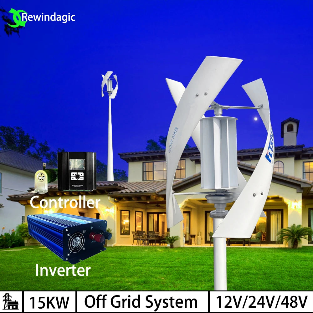 Generador 10KW turbina eólica eje Vertical Maglev planta alto voltaje 10000w 24V 48V con controlador de carga híbrido para uso doméstico